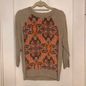 JCrew Mixed Media Floral Sweater